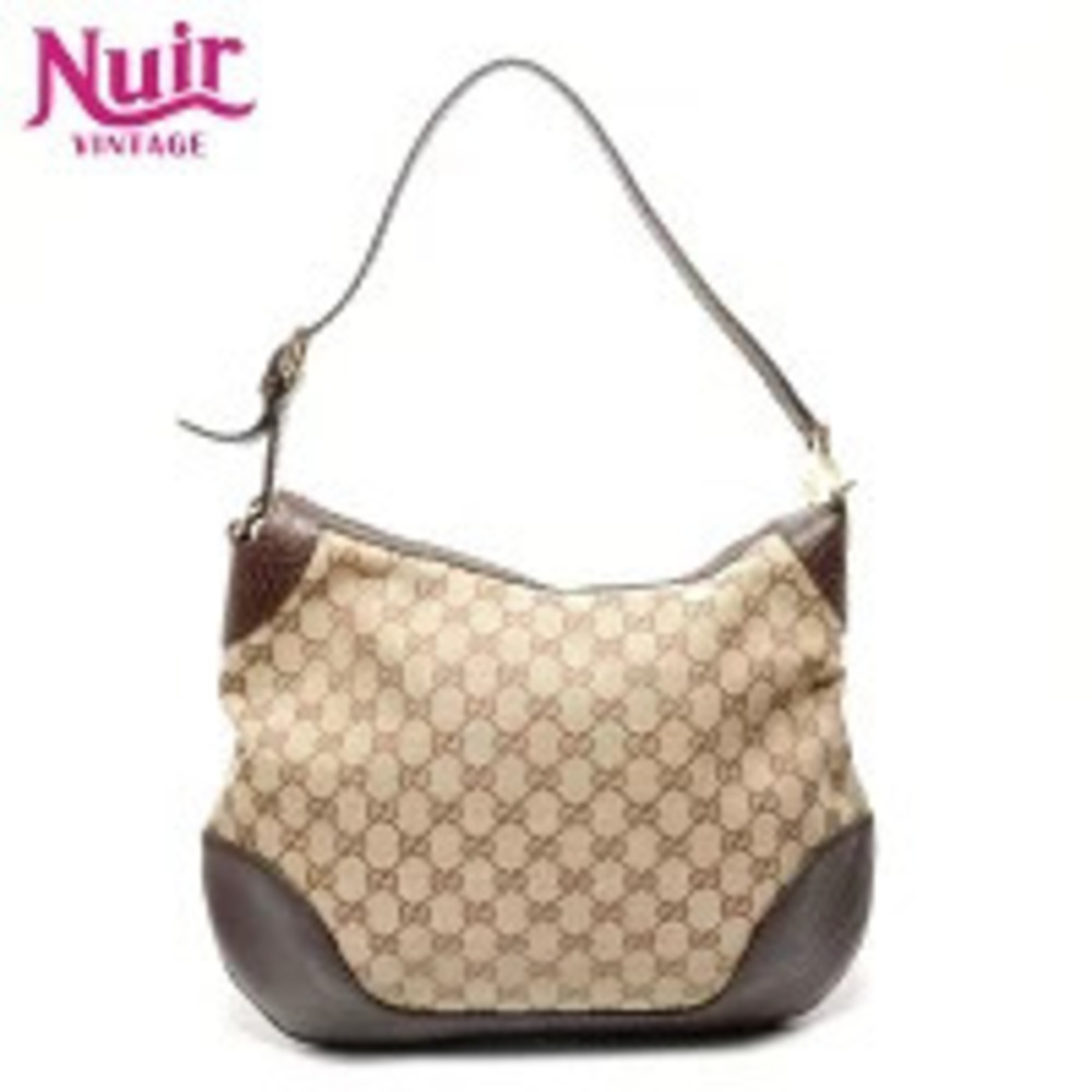 Gucci GG Canvas One Shoulder Hobo Bag Brown